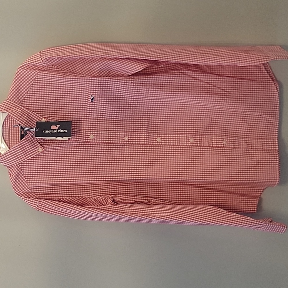 Vinyard Vines mens S classic fit Gingham poplin button-down long sleeve shirt